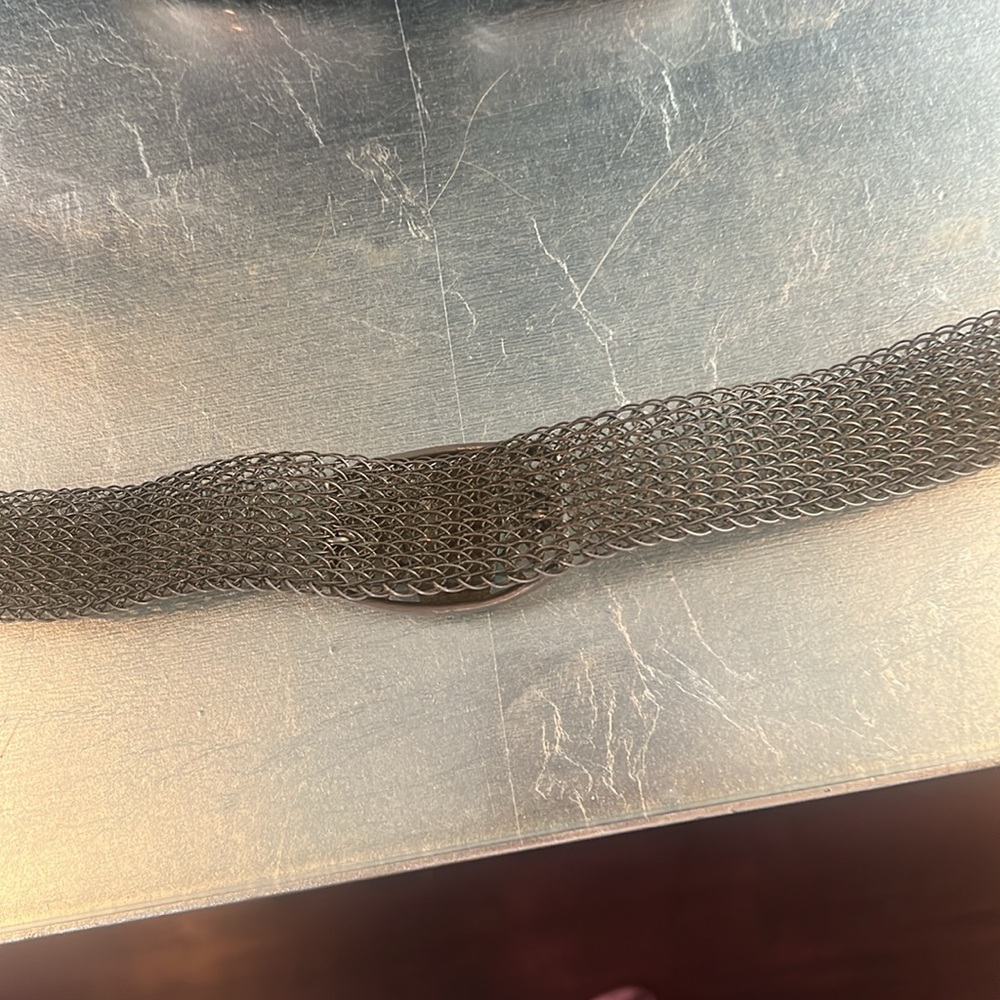Vintage Silver Mesh choker with Green Stone - Picture 6 of 6